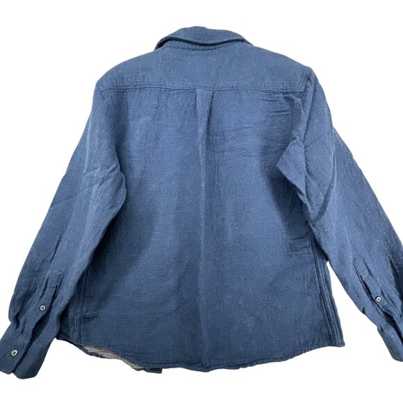 Wallin & Bros Men Button Shirt Sz M Shacket Heavy Lined Soft Blue Cotton Flannel - Picture 3 of 16